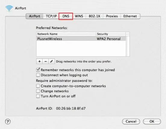 DNS settings