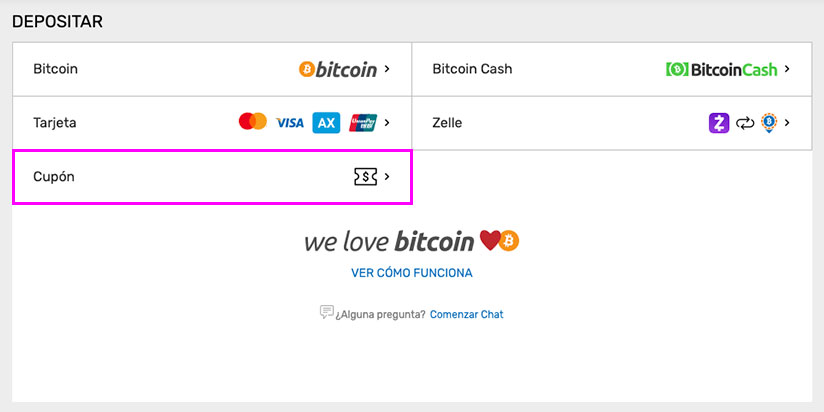 Deposit screen at Bovada with the 4 options including Voucher