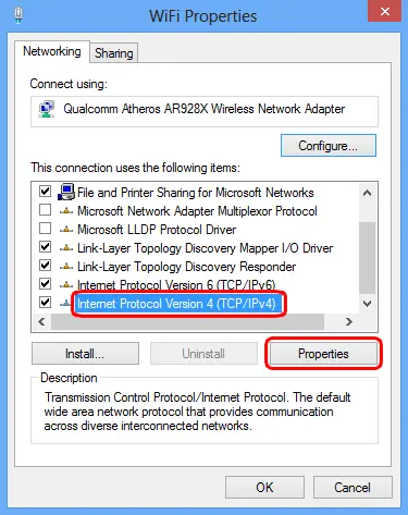 TCP IPV4 Properties