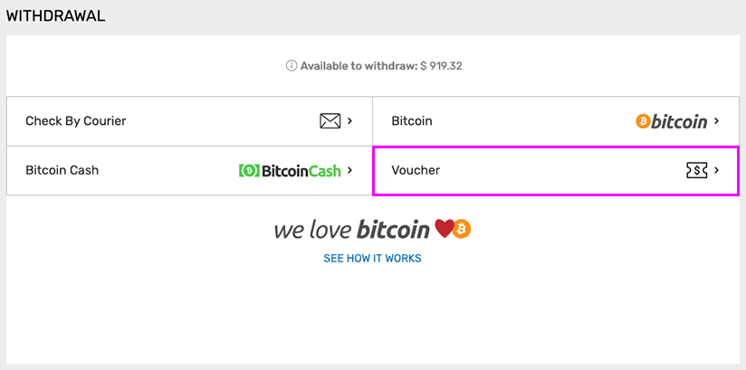 withdrawal page
