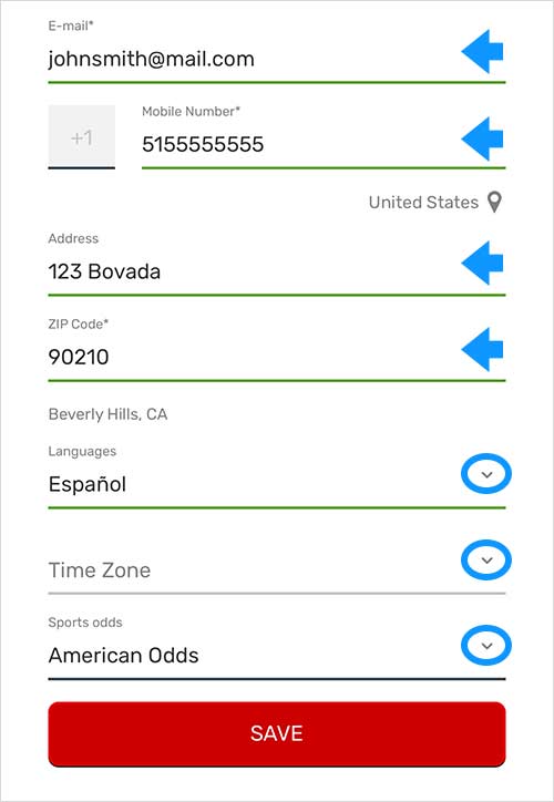 How to update Profile Information Help Center Bovada Casino